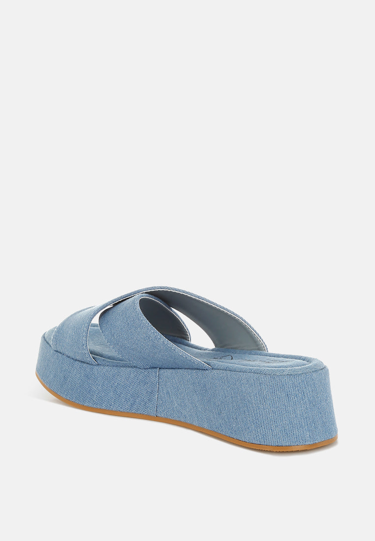 Karbi Denim Flatform Slip Ons